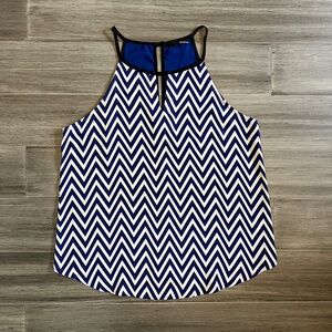 Anthropologie RO & DE Bold Blue/White Geometric Chevron Stripe Cami Halter Top M
